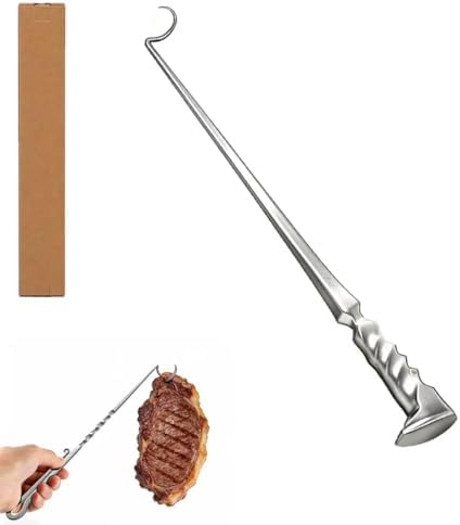 Gancho para carne de acero inoxidable izquierdo para asar y freír