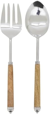 Juego servir madera mango cuchara tenedor acero inox