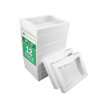 Caja de panadería de ventana blanca paquete de 12 contenedores desplegables automáticos para pasteles