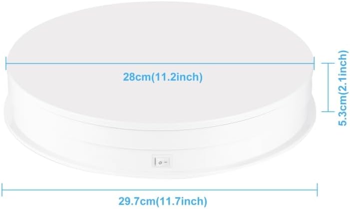 Soporte giratorio eléctrico 11.2pulg para fotografía 44lb blanco