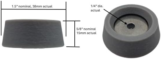 Pies parachoques poliuretano 1.5pulg gris set 4