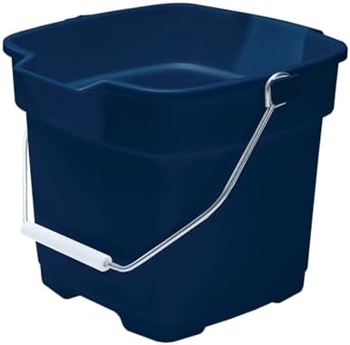 Balde cuadrado 12qt azul resistente para limpieza con mango