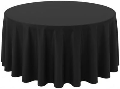 Mantel redondo poliéster resistente agua 120pulg set 10 negro