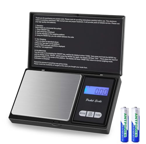 Báscula digital de bolsillo con pantalla LCD retroiluminada y función de tara