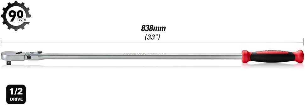 Trinquete flexible 1/2pulg 90 dientes 33pulg cromado mate