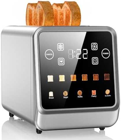 Tostadora tactil 2 rebanadas ranuras 1.5 pulgadas 900 W 6 ajustes para bagel