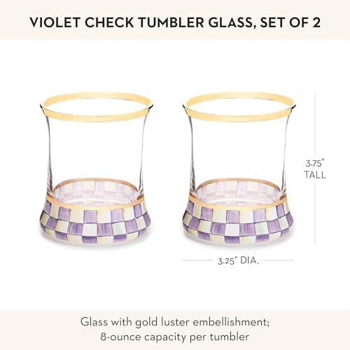 Set 2 Vasos Cristal Decorativo 8oz Morado Blanco Violeta