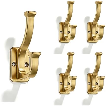 Set 5 Ganchos Bronce Champán para Baño y Puerta