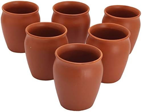 Taza de café Kulhad de arcilla terracota, 6 piezas, color marrón