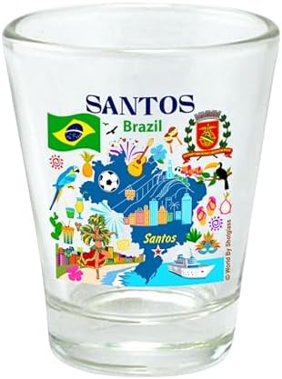 Shot glass mapa Brasil Santos y atracciones