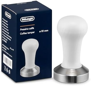 Tamper café acero inox diametro 201mm madera blanca