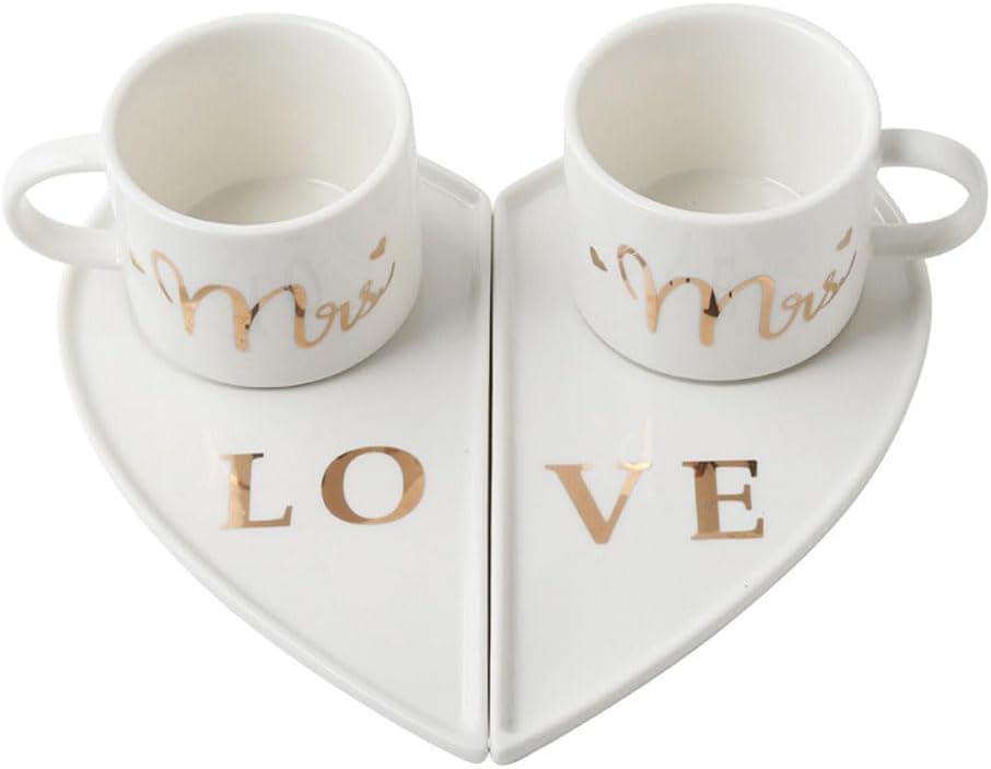 Juego de tazas de café para él y ella estilo formal edición Mr. and Mrs.