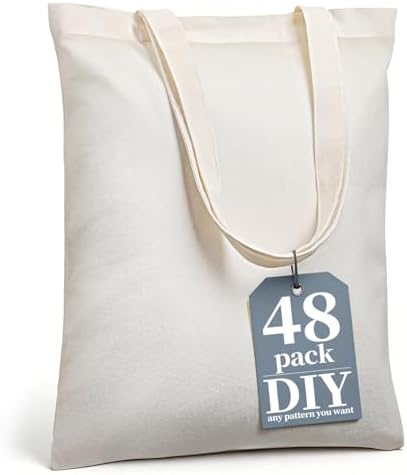 48 Pzas Bolsas Lona Reutilizables 15.7x13pulg Beige