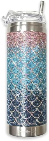 Vaso cristal sirena 20oz con tapa transparente popote