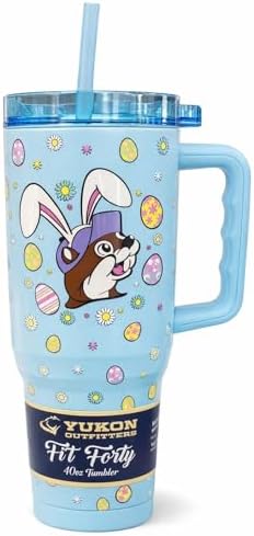 Vaso térmico Buc-ee's 40oz Pascua 2026 con asa popote azul