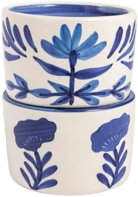 Juego de cuencos Tidbit de flores azules de gres Mud Pie