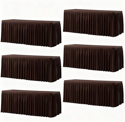 Paquete de 6 manteles rectangulares marrones de poliéster elástico para mesas de 6 pies