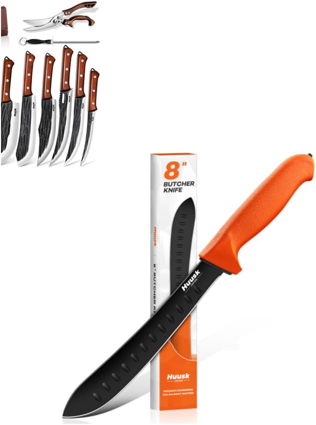 Set Cuchillos Carnicero Huusk Granton