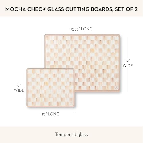 Set 2 Tablas Cortar Vidrio Templado Cuadros Marrón y Blanco Moca