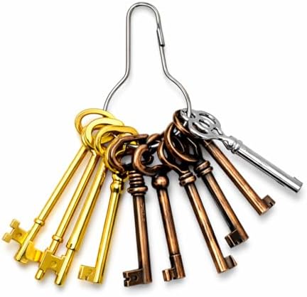 Set 10 Llaves Esqueleto para Armarios Vintage con Llavero