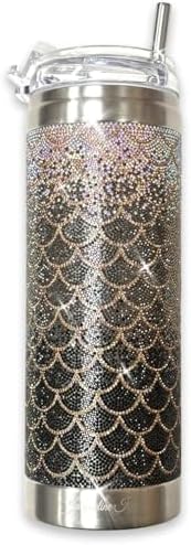 Vaso cristal sirena 20oz con tapa transparente popote