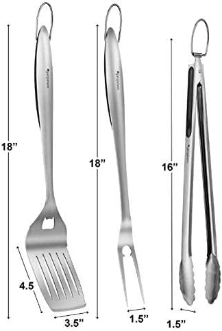 Set 3 Utensilios Barbacoa Parrilla Espátula Tenedor