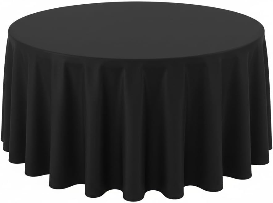 Mantel redondo poliéster resistente agua 120pulg set 10 negro