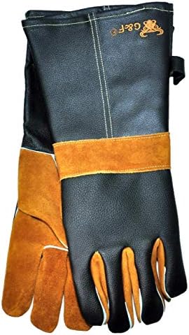 Guantes cuero vaca premium para barbacoa chimenea