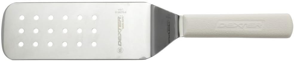 Espátula perforada acero inox mango blanco 8pulg