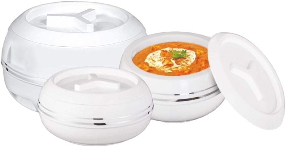 Juego 3 Cacerola Aislada Tapa Calentador Alimentos 186-338oz