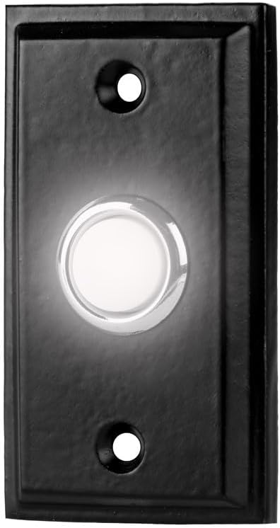 Botón timbre puerta iluminado hierro negro 3x1.65pulg LED