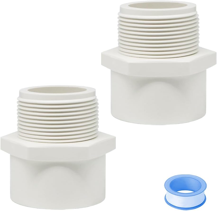 2 Pzas Adaptador PVC 2pulg Rosca Macho Blanco