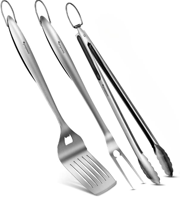 Set 3 Utensilios Barbacoa Parrilla Espátula Tenedor
