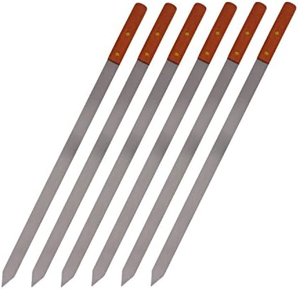 Brochetas acero inox mango madera para shish kebab grill turco