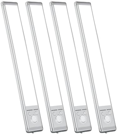 4 Luces LED Sensor Movimiento 12pulg Recargable Blanco