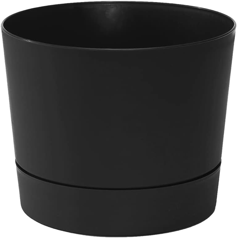 Maceta cilíndrica bajo perfil negro mate 12.5pulg
