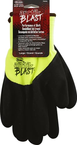Guantes alta visibilidad palma látex resistente frío verde grande