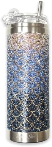 Vaso cristal sirena 20oz con tapa transparente popote