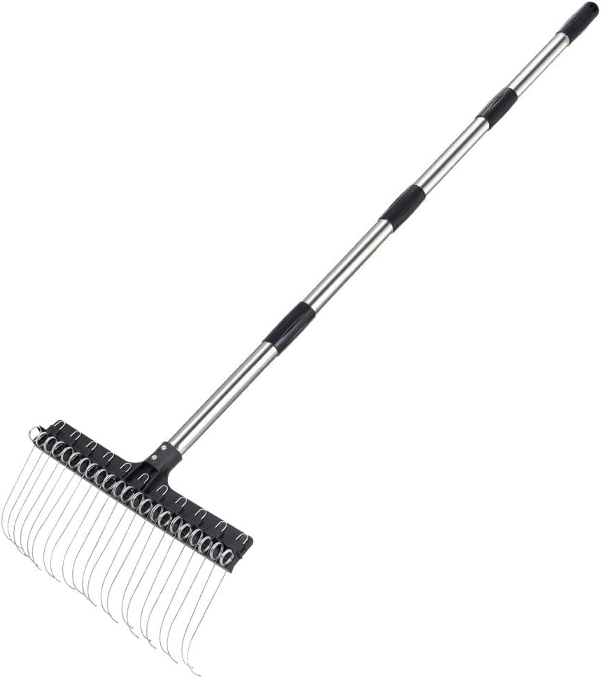 Rastrillo Thatch mango ajustable 63pulg púas acero jardinería