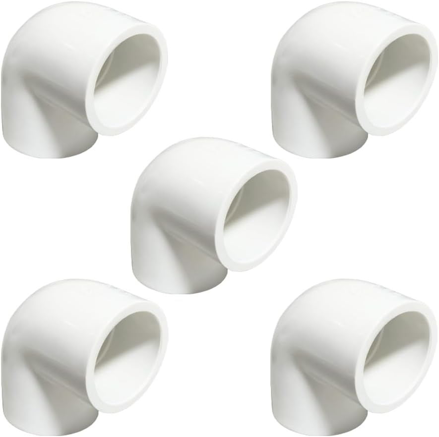 5 Pzas Codo PVC 1pulg 90grados Conector Tubo 2 Vias