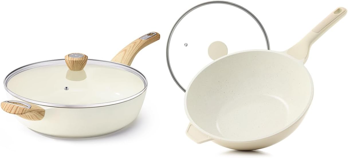 Sartén cerámica antiadherente 4.5qt con tapa para inducción