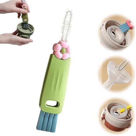 Cepillo limpieza tapa taza 3en1 multifuncional portátil verde