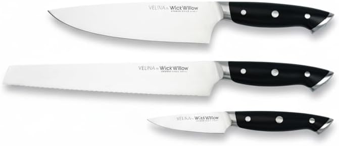 Set 3 Cuchillos Chef Pan Pelar Acero Inox Espiga Completa