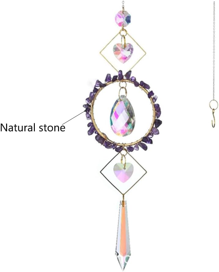 Atrapasoles cristal fluorita amatista decoración