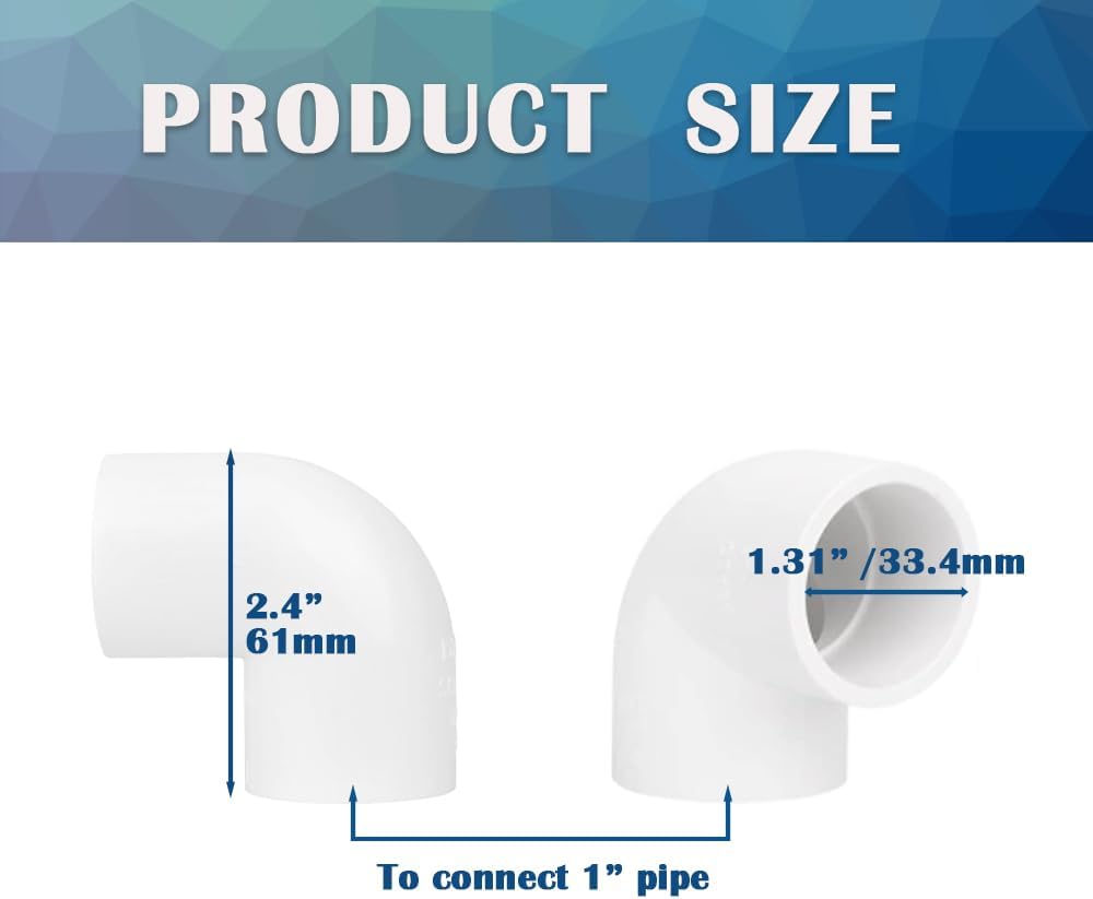5 Pzas Codo PVC 1pulg 90grados Conector Tubo 2 Vias