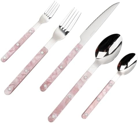 Set 20 Pzas Cubiertos Acero Inox 18/10 con Mango Resina
