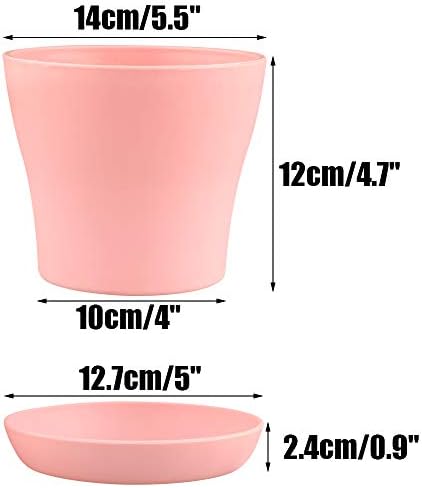 8 Macetas Plástico Coloridas 5.5pulg con Drenaje y Bandejas