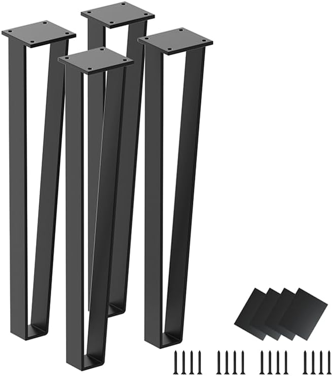 Patas mesa metal negro 14pulg 4pzas resistentes