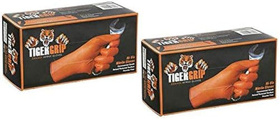 Guantes texturizados sin polvo ni látex naranja alta visibilidad