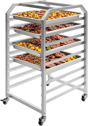 Estante pan 10 niveles aluminio 530lb capacidad ruedas freno